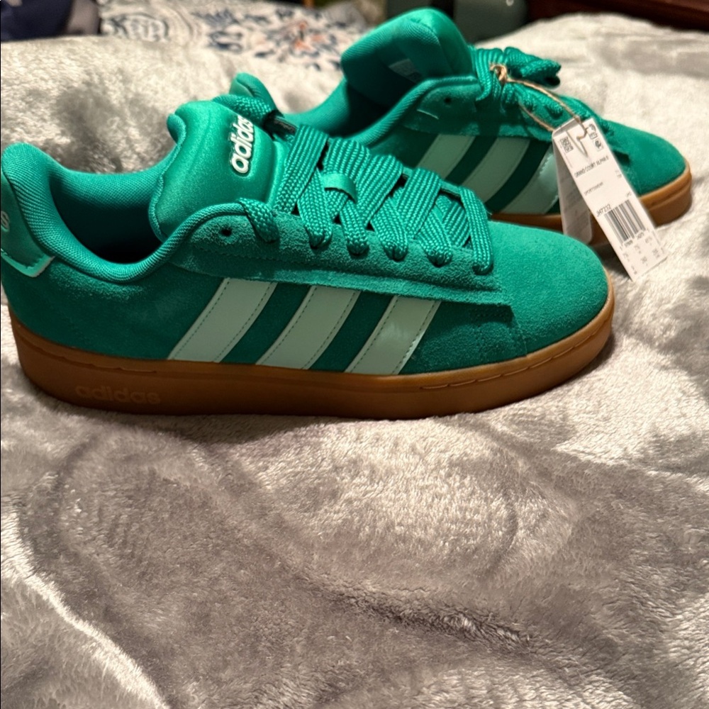 Adidas Women's Green and White Sneakers